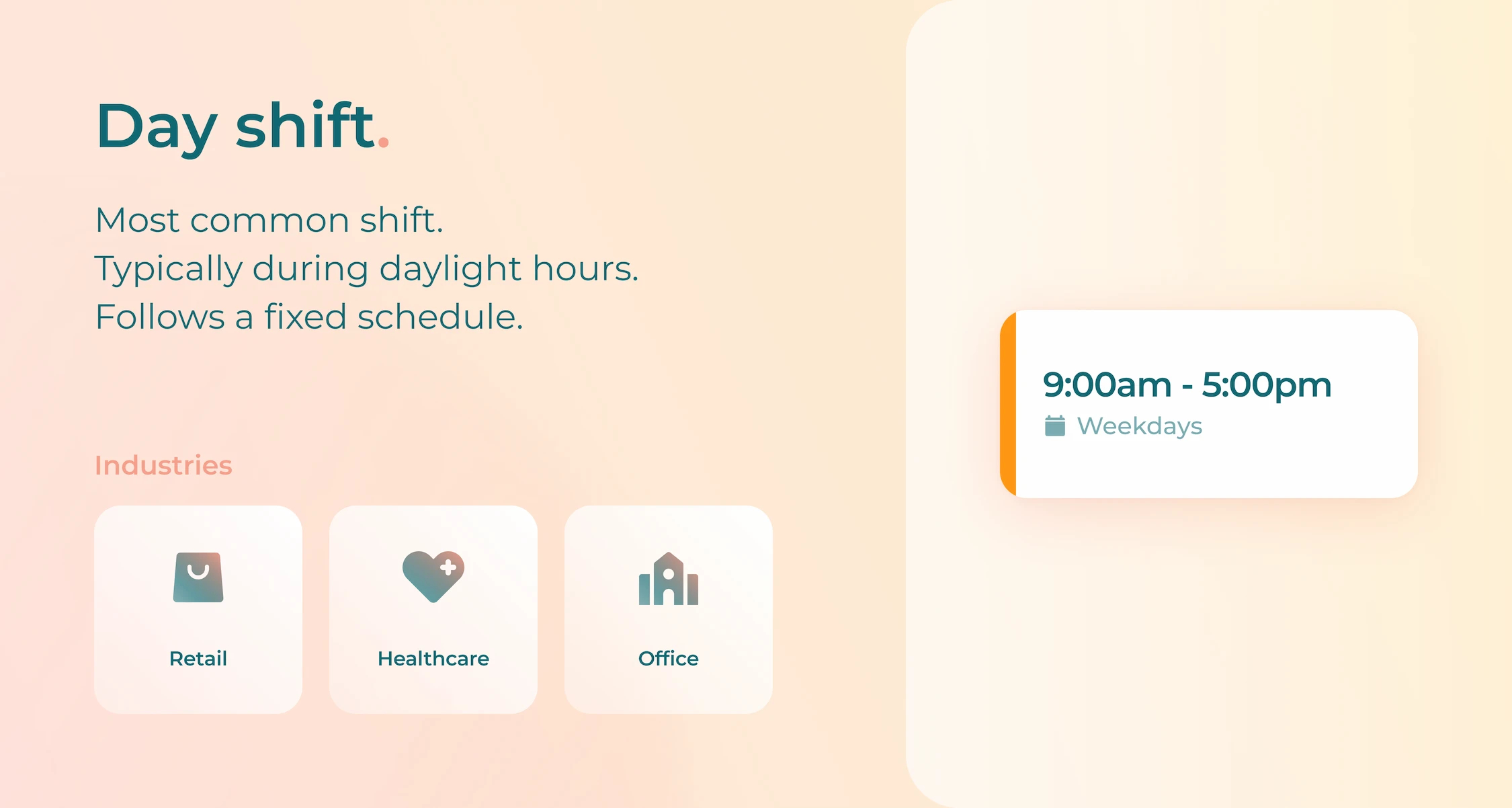 Image with details about day shifts and industries that use them.