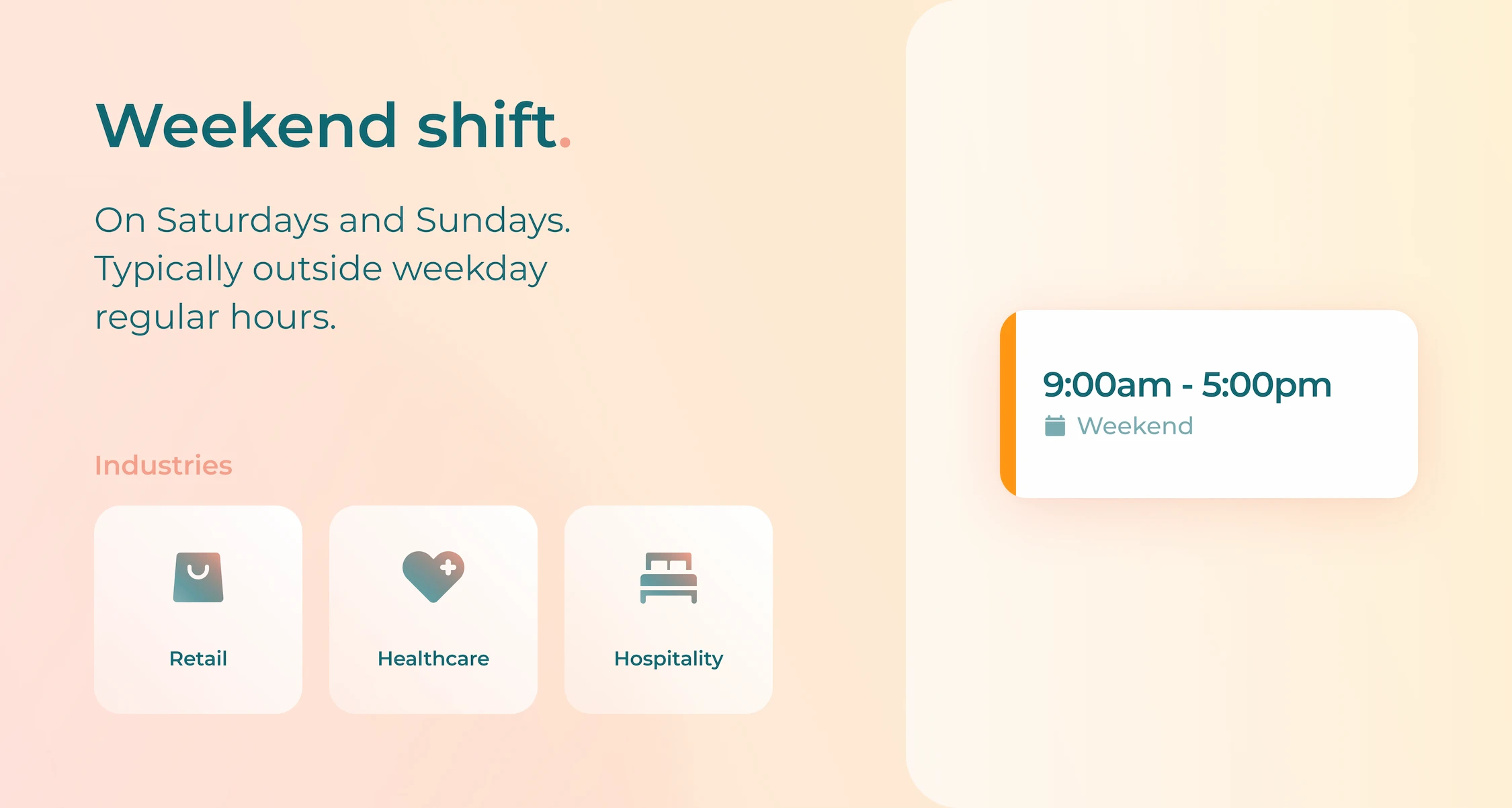 Image with details about weekend shifts and industries that use them.