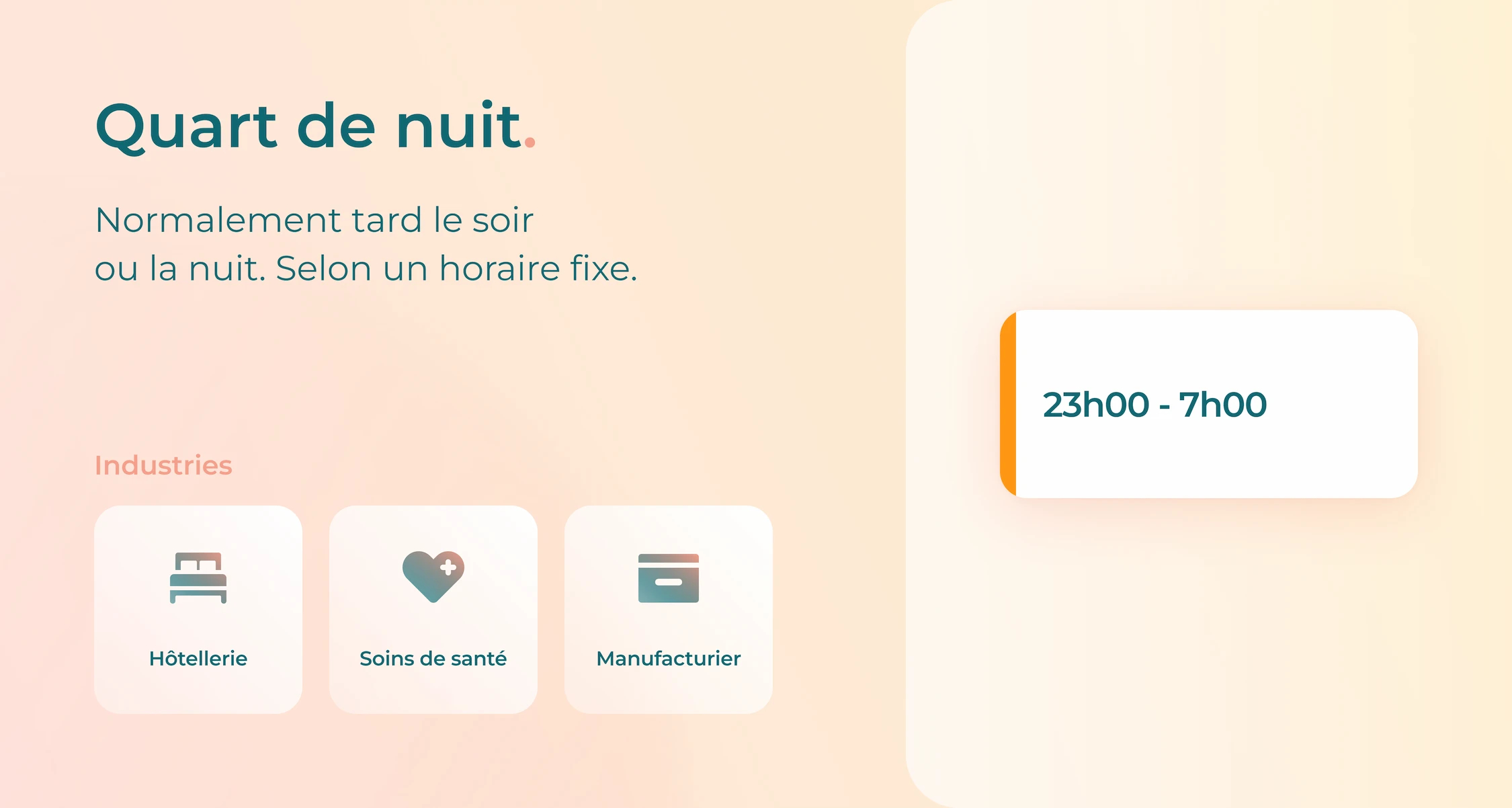 Image avec des détails sur les quarts de travail de nuit et les secteurs qui les utilisent.