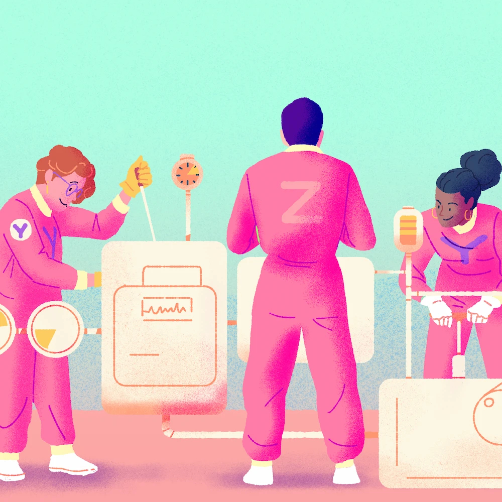 A multigenerational team working on a production line.