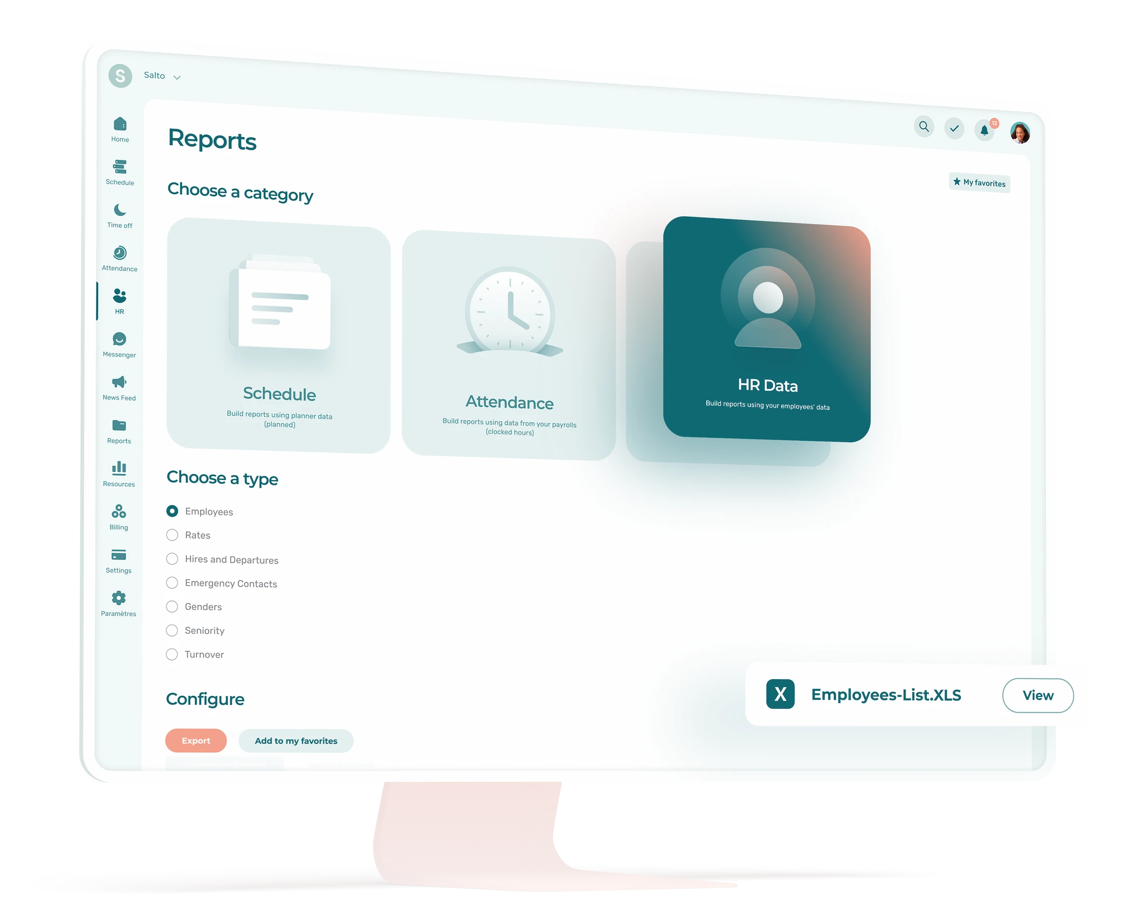 Overview of the HR Reporting feature available in Agendrix.