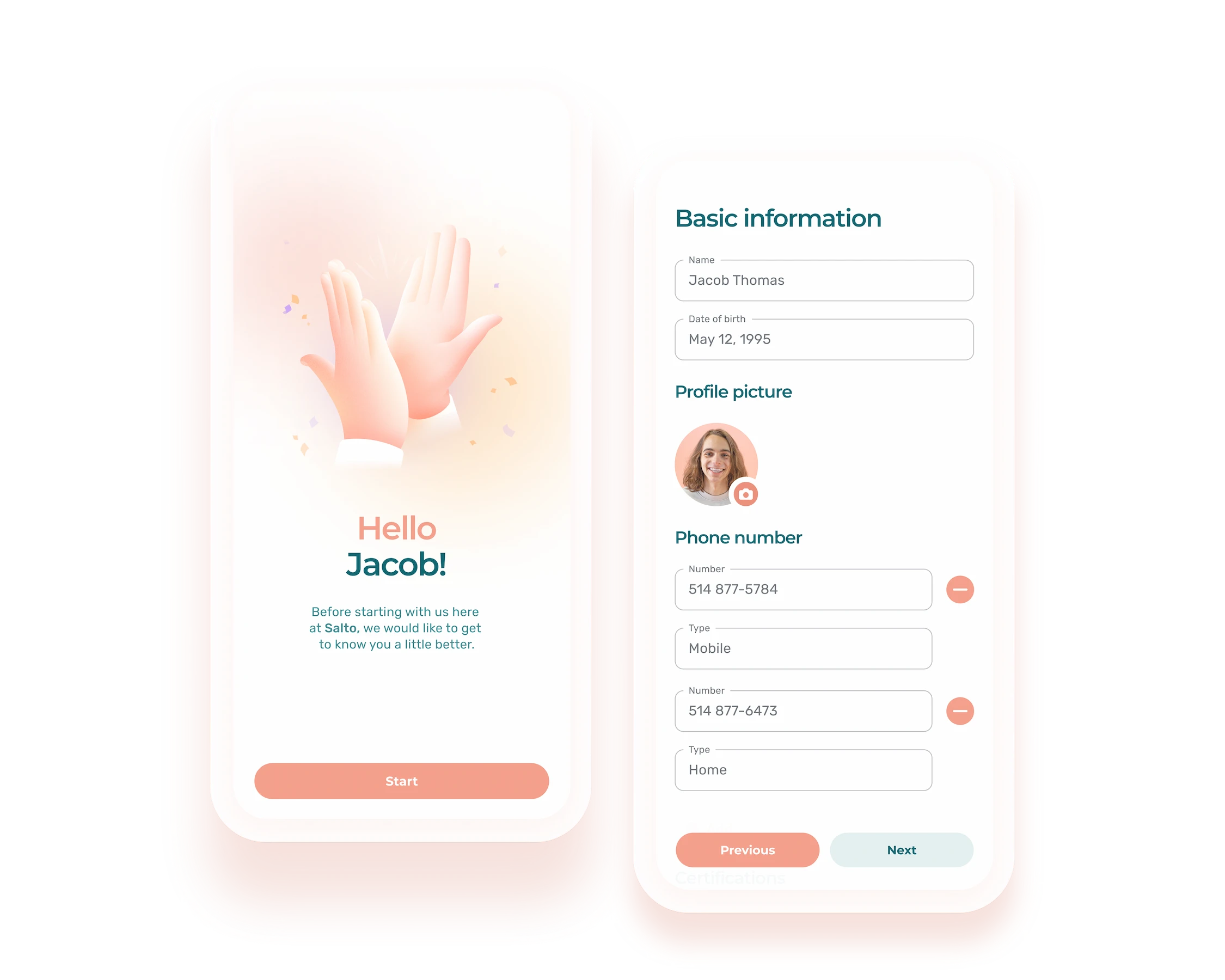 Visuals of the Employee Onboarding feature on the mobile app.