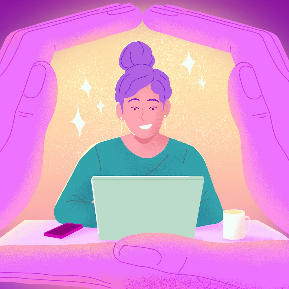 An employee surrounded by hands. She is a victim of toxic behavior at work.