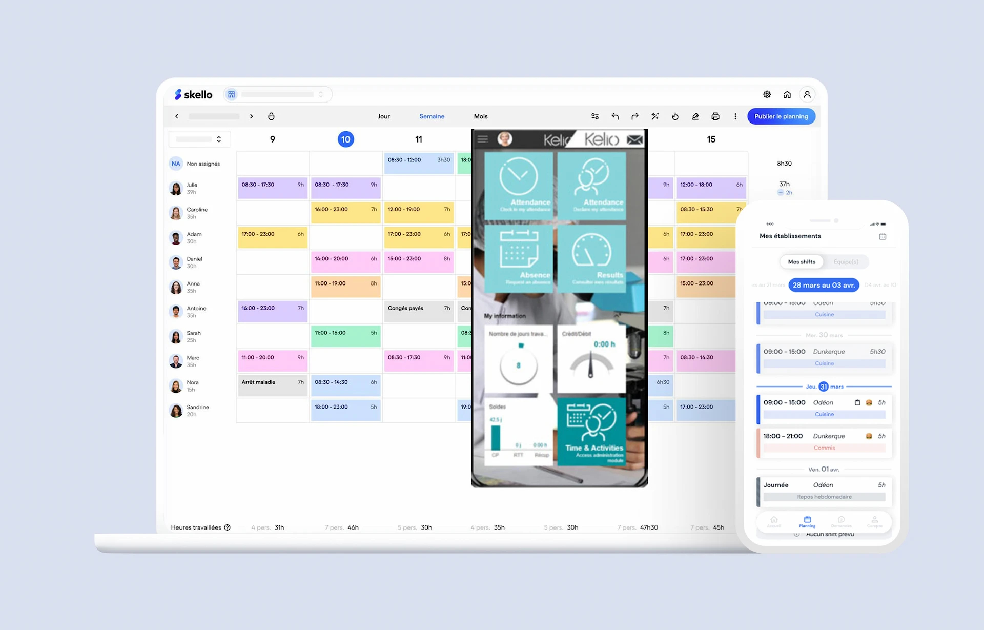 Interface web et mobile de l'application Skello