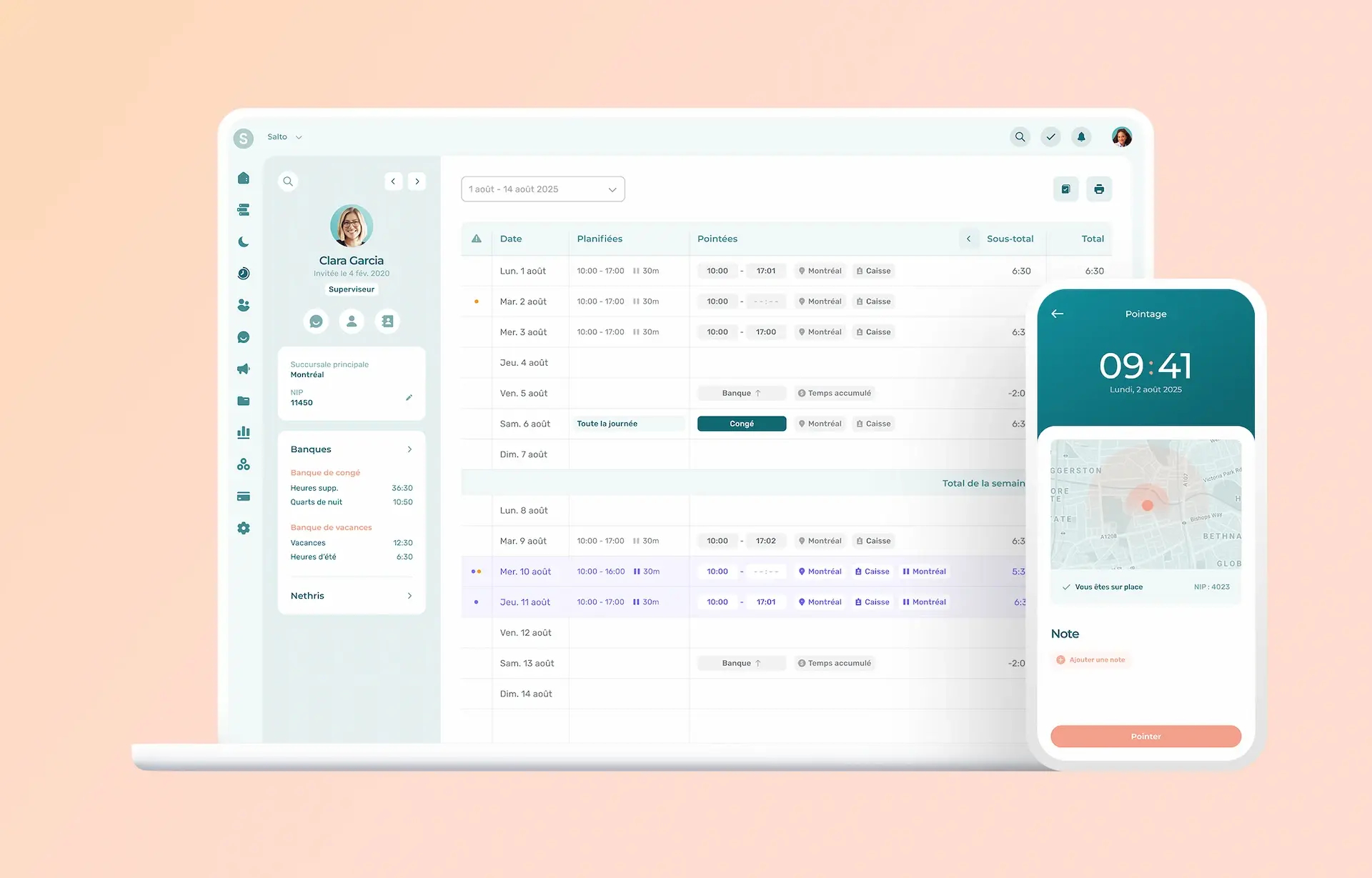 Agendrix, la meilleure application de suivi du temps de travail au Québec.