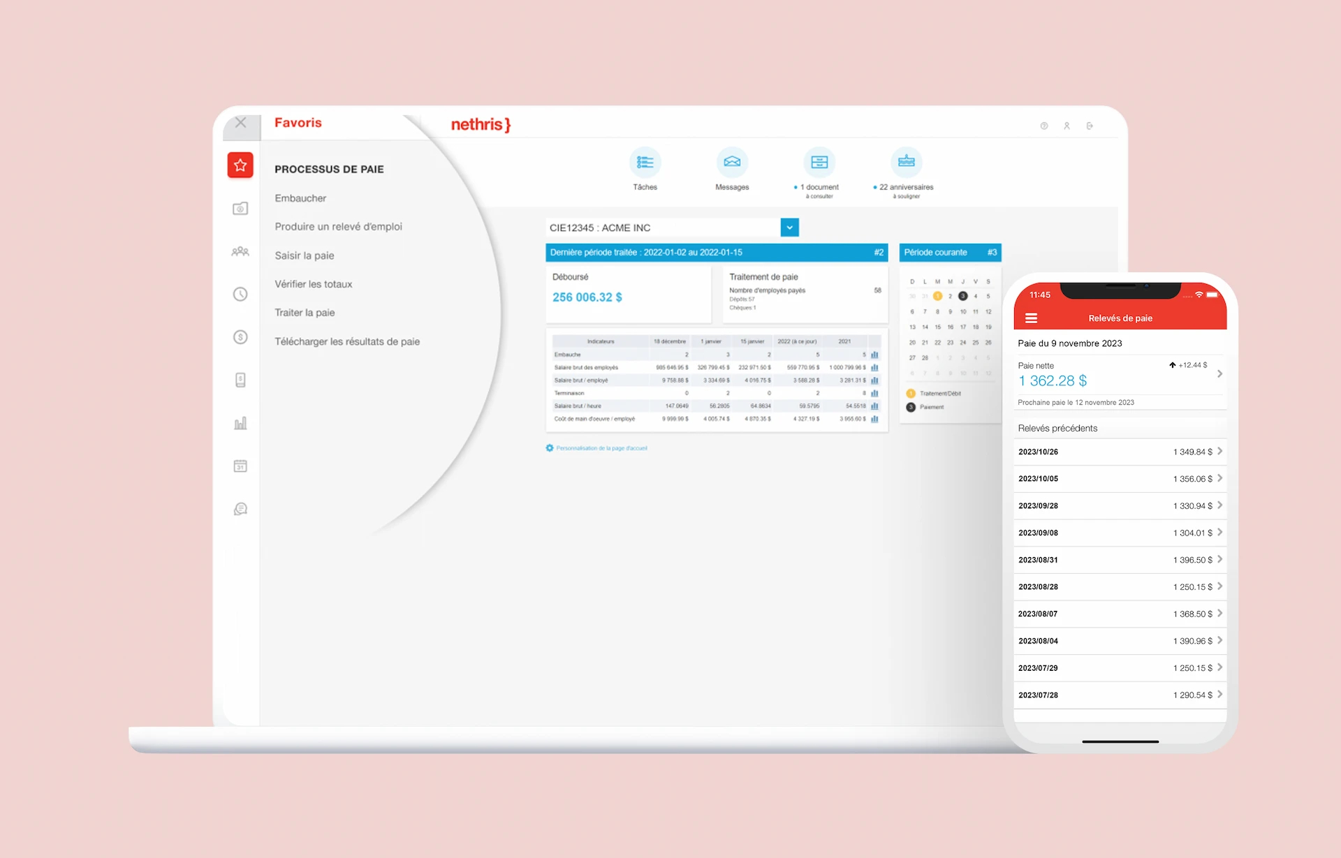Interface web et mobile de l'application Nethris