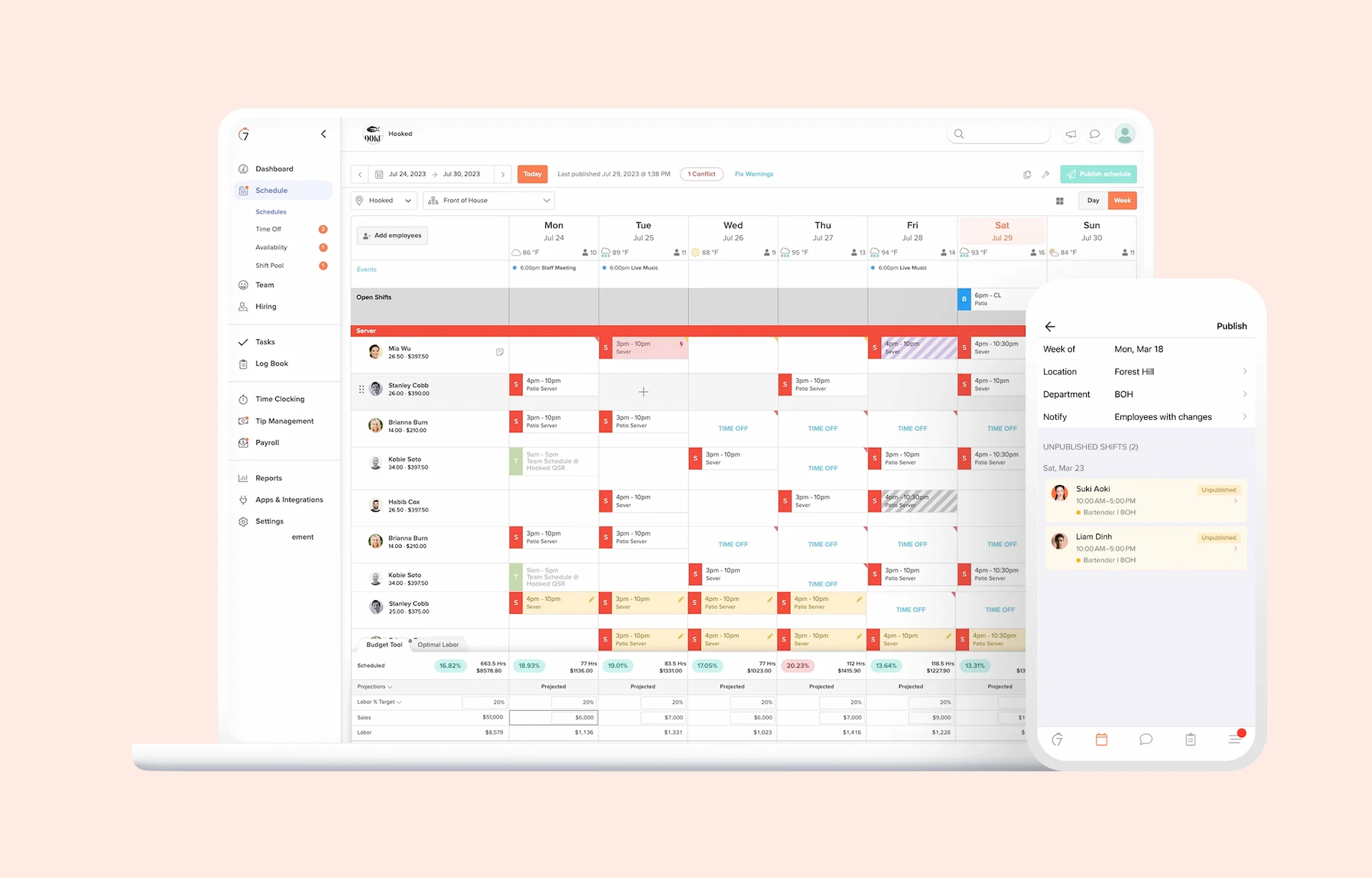 7shifts, a scheduling software for restaurant
