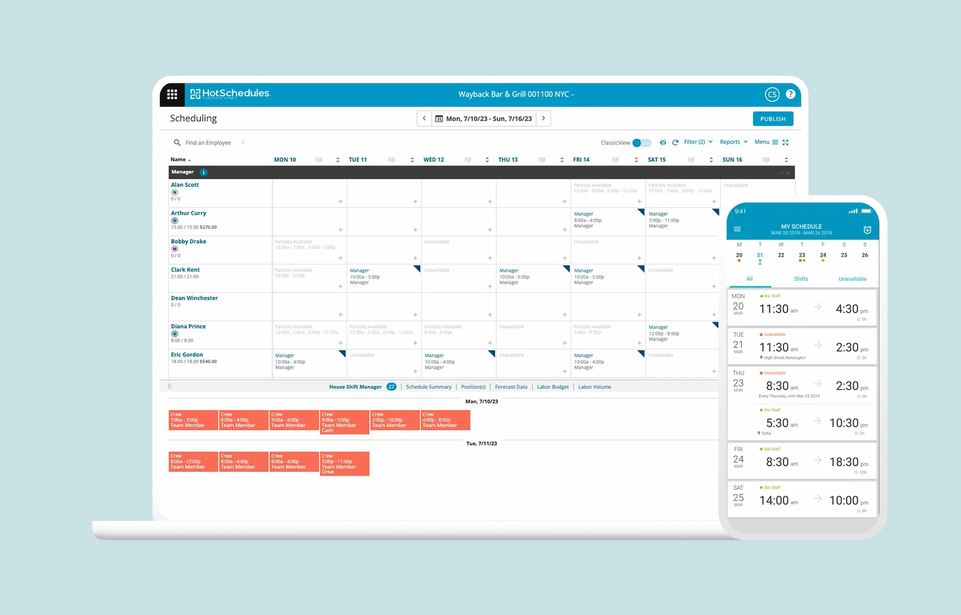 Fourth, a scheduling software for restaurant