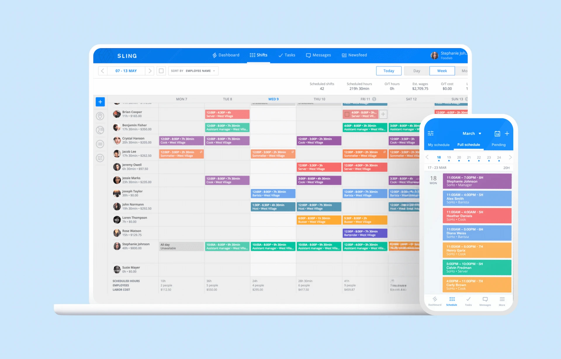 Sling, a scheduling software for restaurant