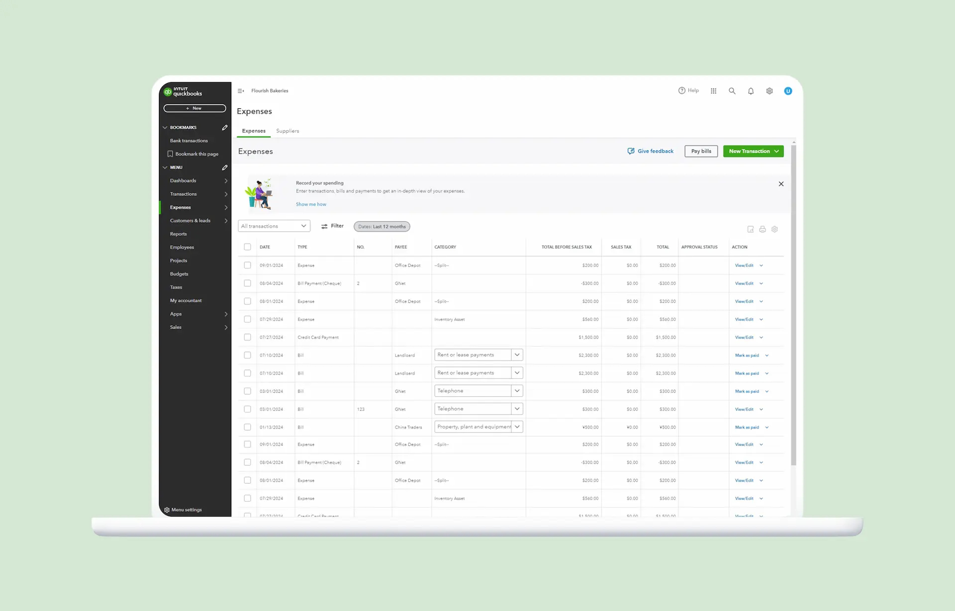 QuickBooks, an expense management software