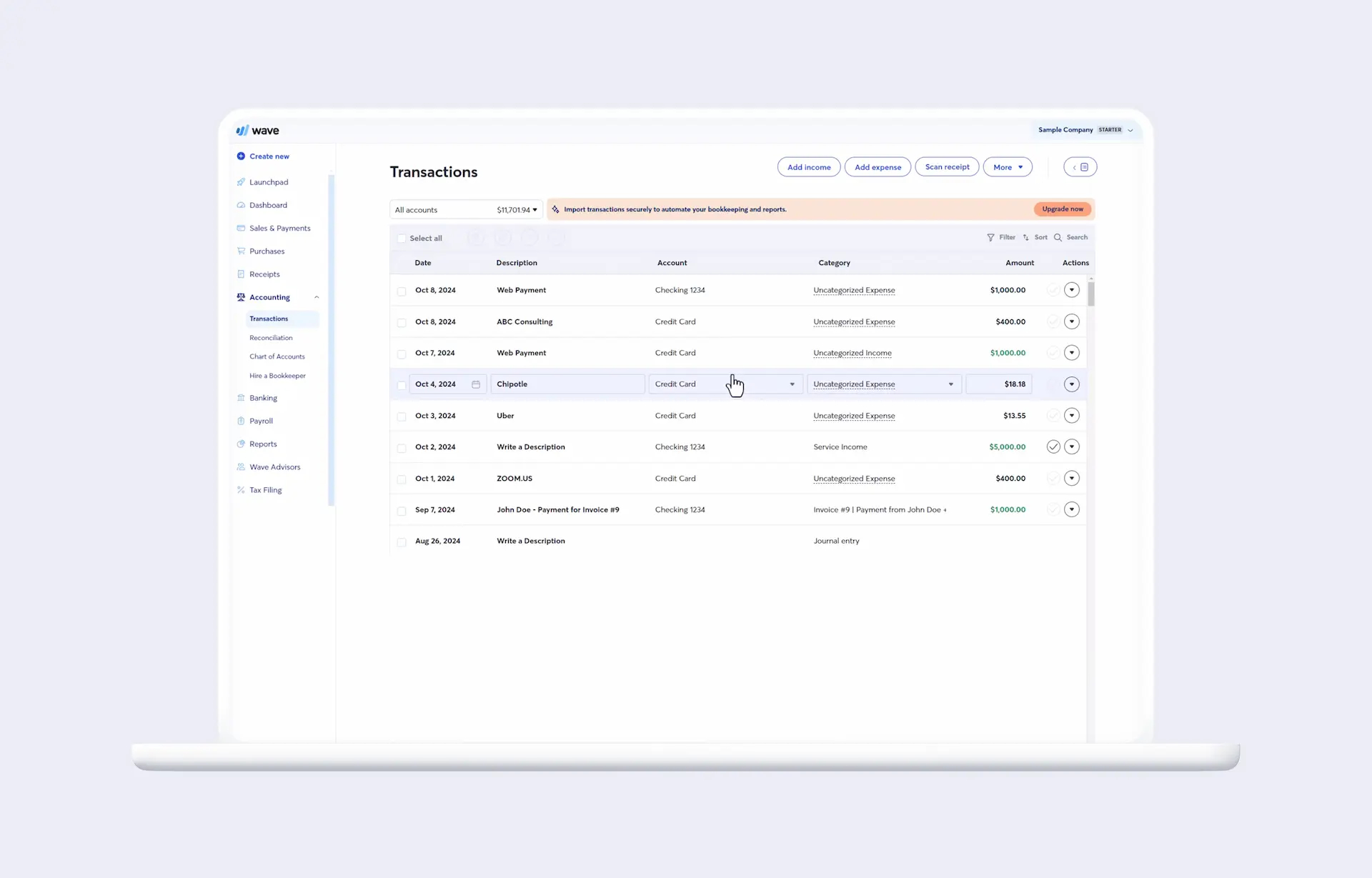 Wave, an expense management software