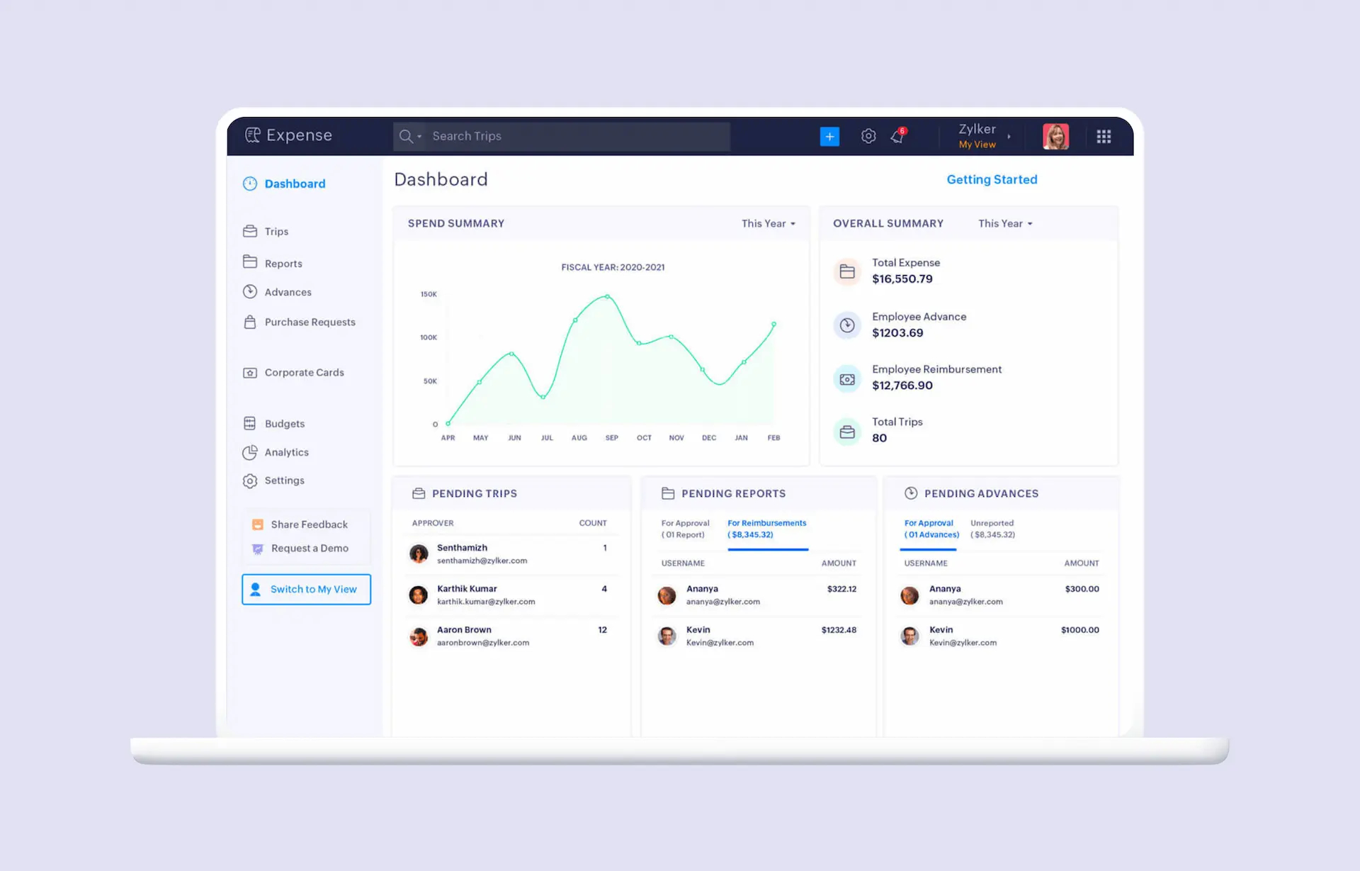 Zoho Expense, an expense management software