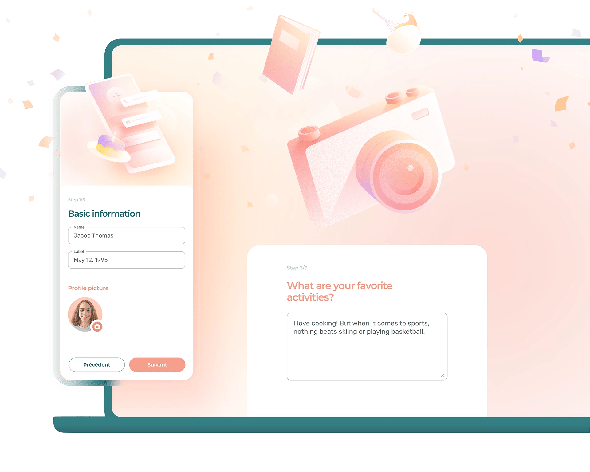 Desktop and mobile onboarding interface