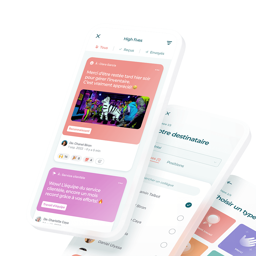 High fives sur l'app mobile d'Agendrix