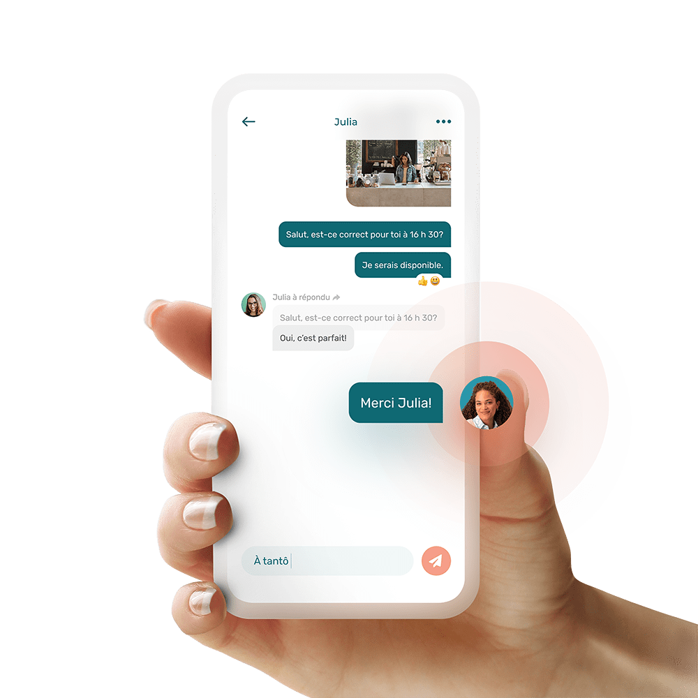 Communication par messagerie dans l'app mobile d'Agendrix