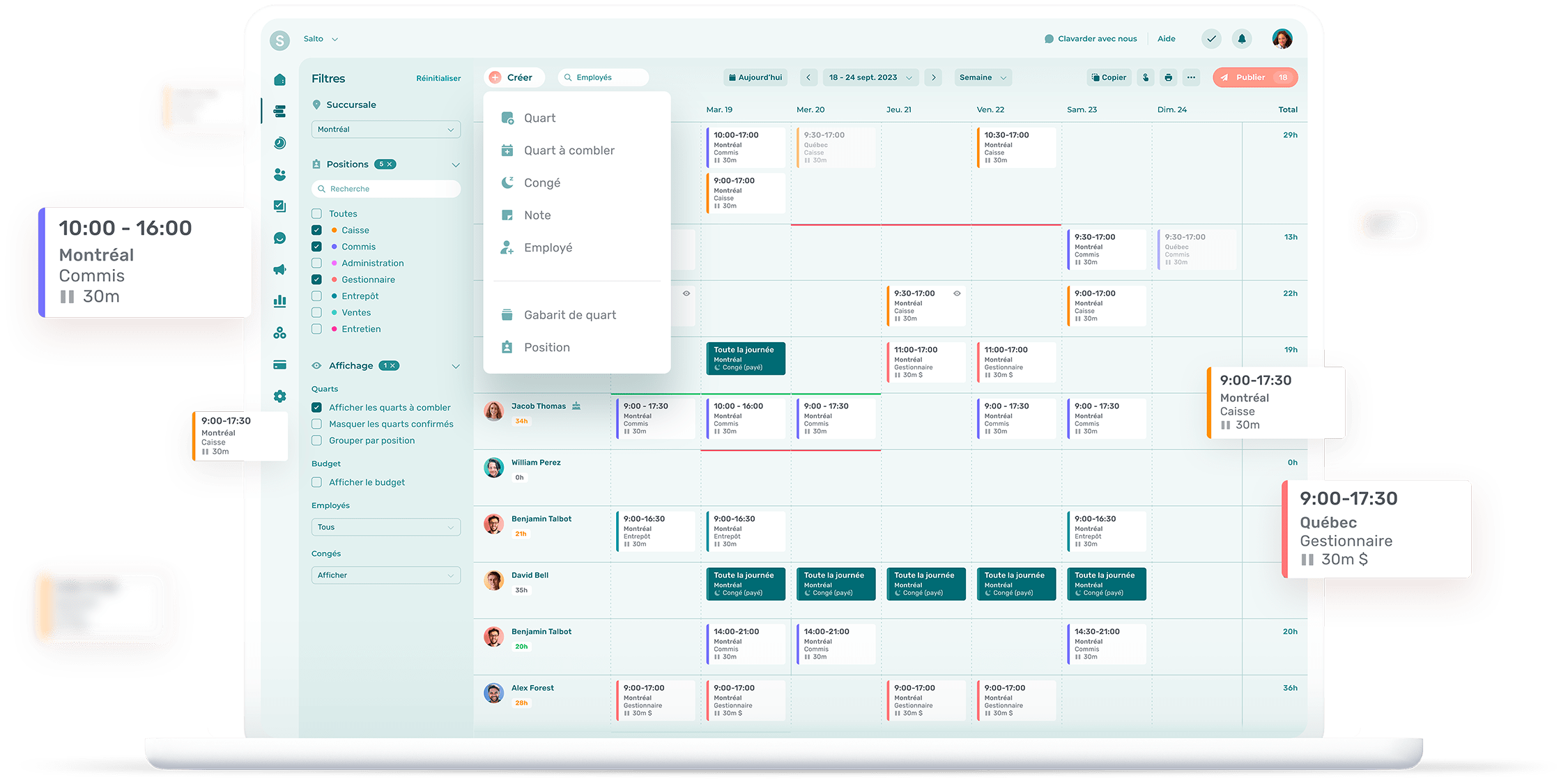 Logiciel de gestion d'horaire de commerce