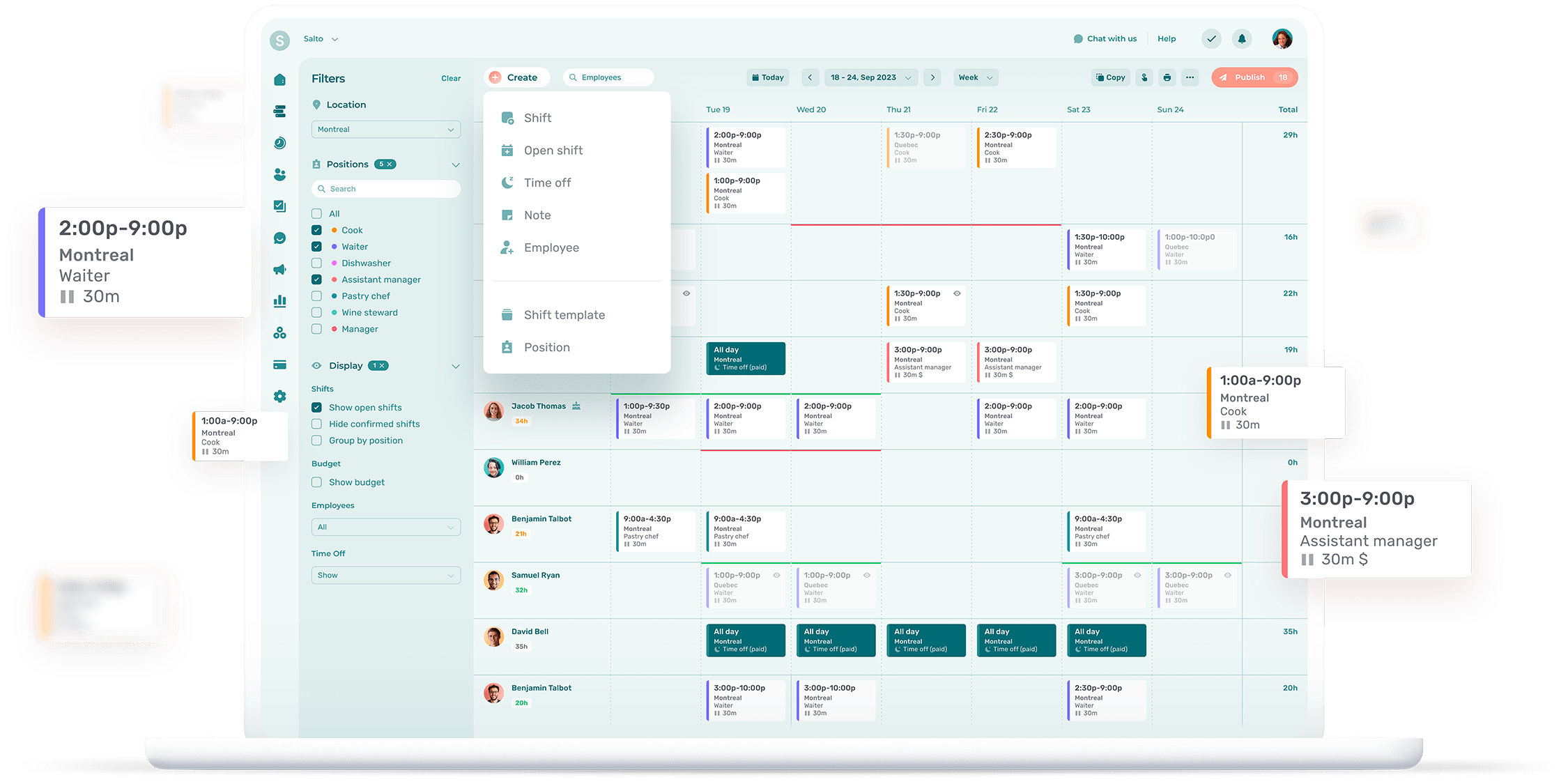 Restaurant schedule maker software