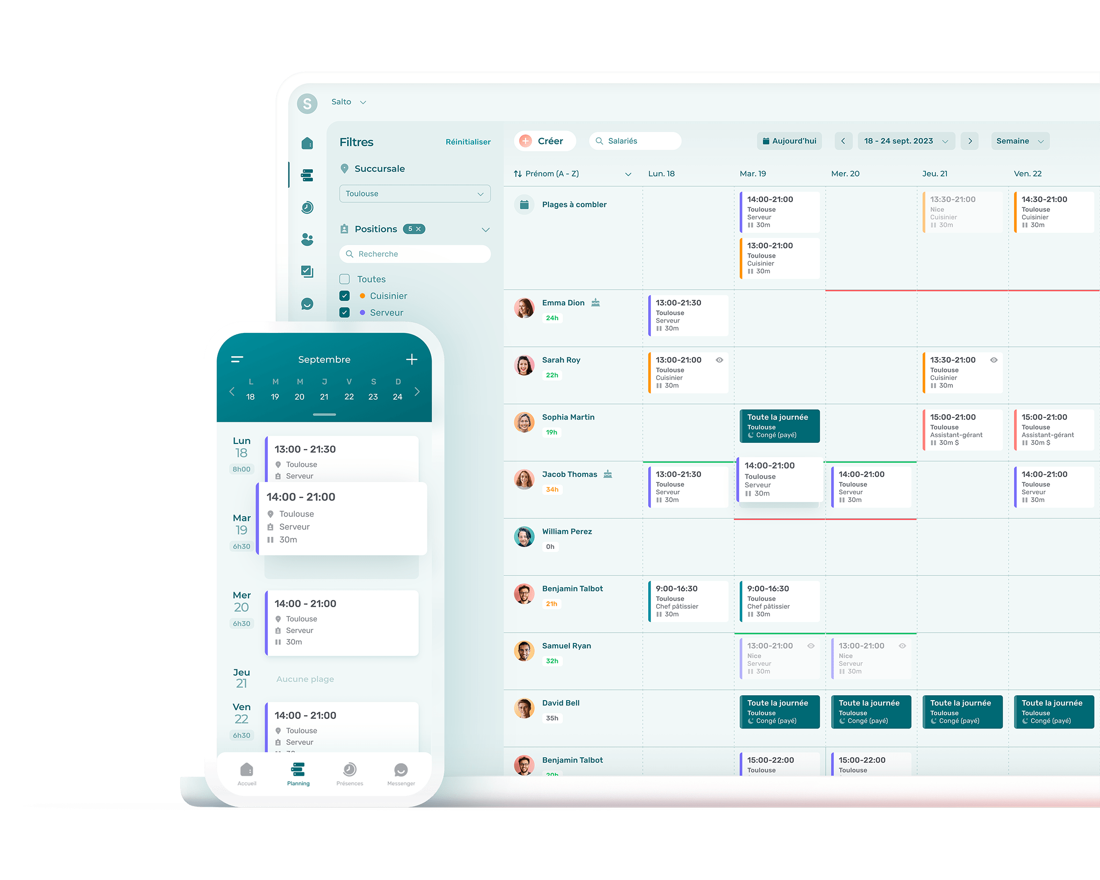 Logiciel de gestion d'horaire de restaurant