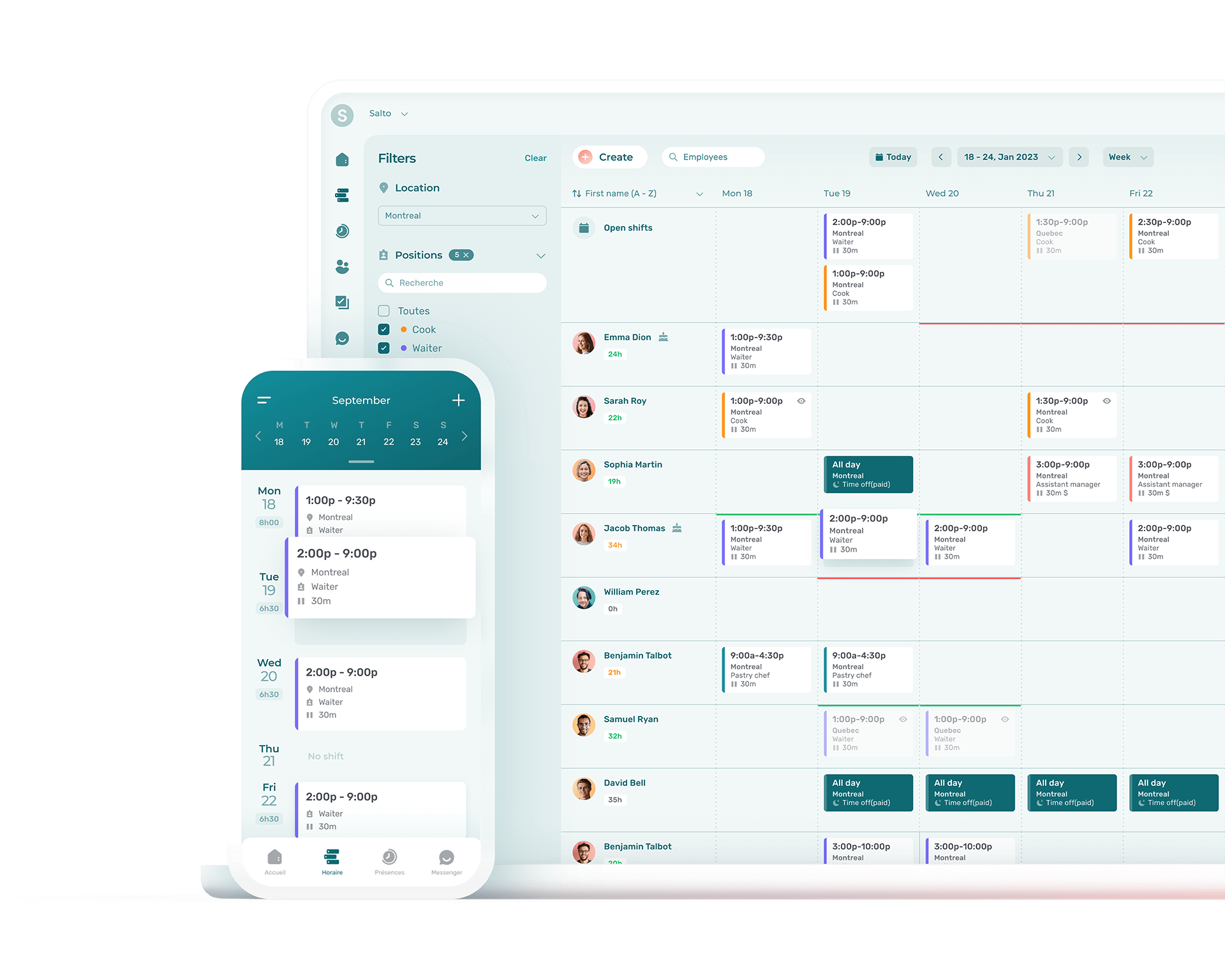 Agendrix restaurant scheduling software and companion mobile app