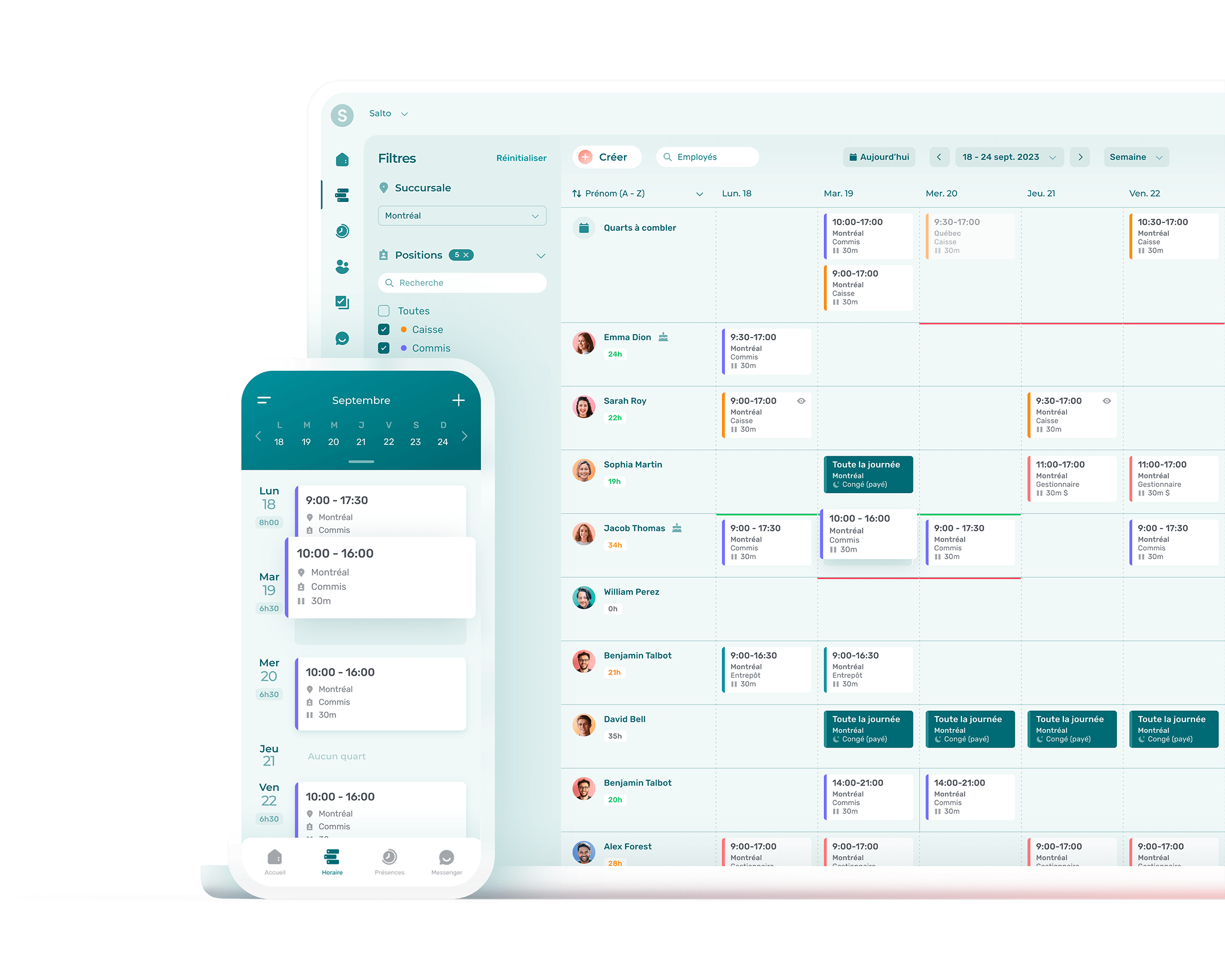 Logiciel de gestion d'horaire de commerce de détail