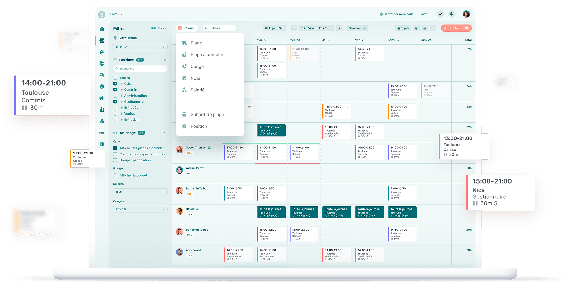 Logiciel de gestion de planning de commerce