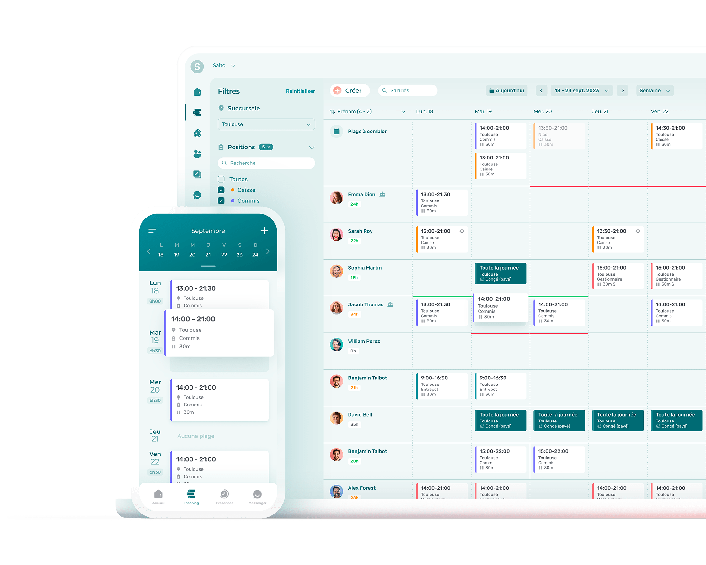 Logiciel de gestion de planning de commerce