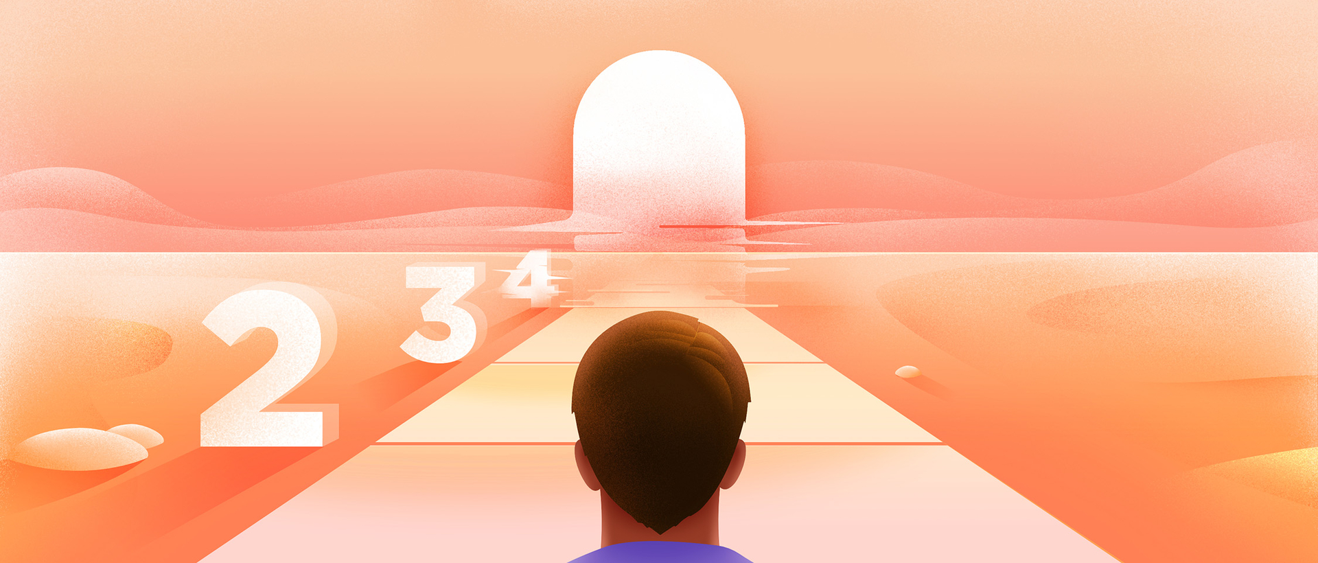 Man looking at a mirage representing a door
