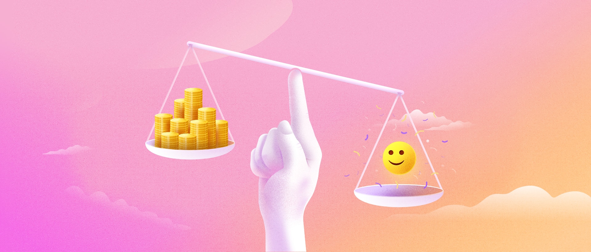 Main qui tient une balance où les conditions de travail sont plus importantes que le salaire pour un employé