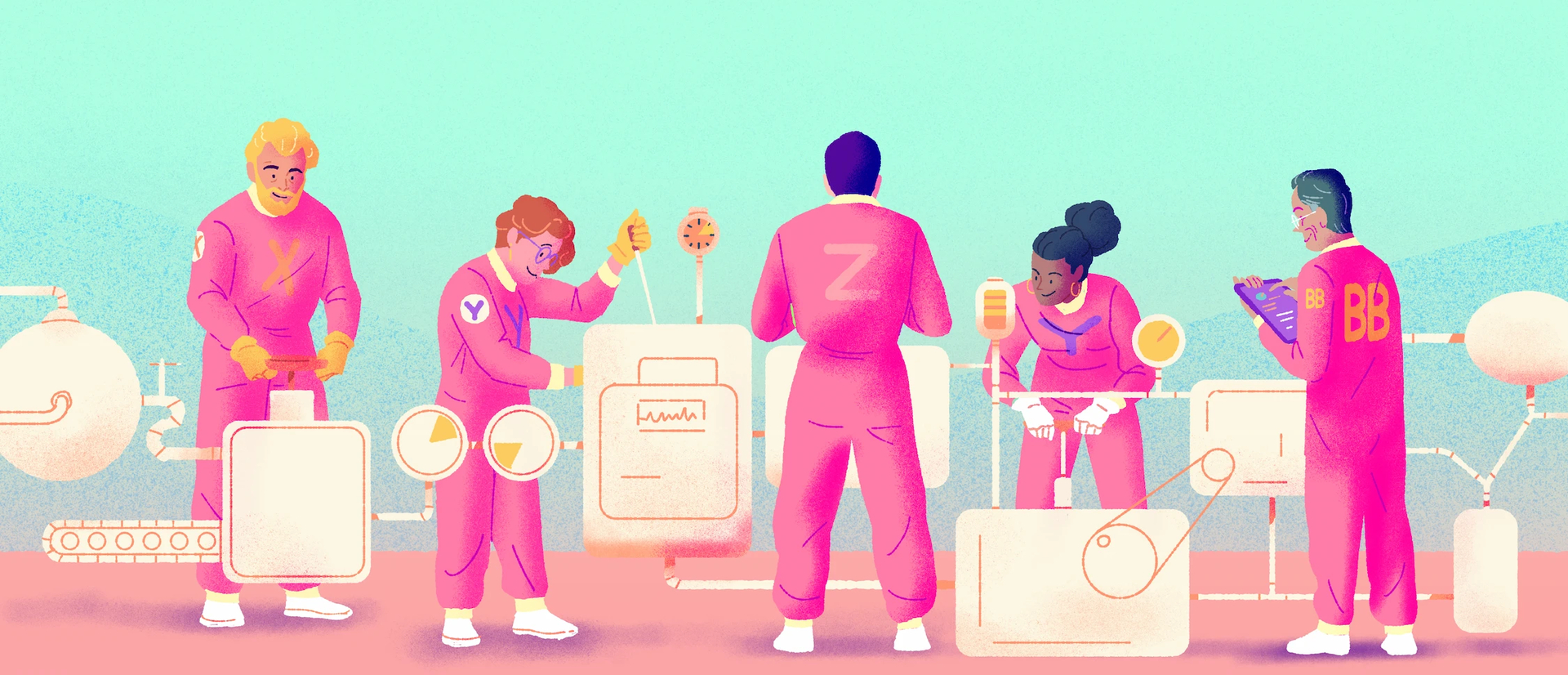 A multigenerational team working on a production line.