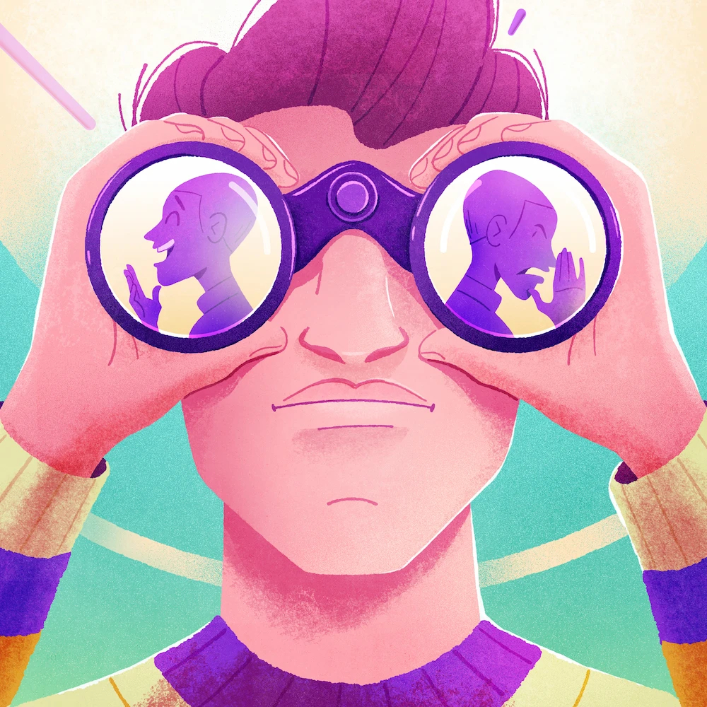 a man holding binoculars