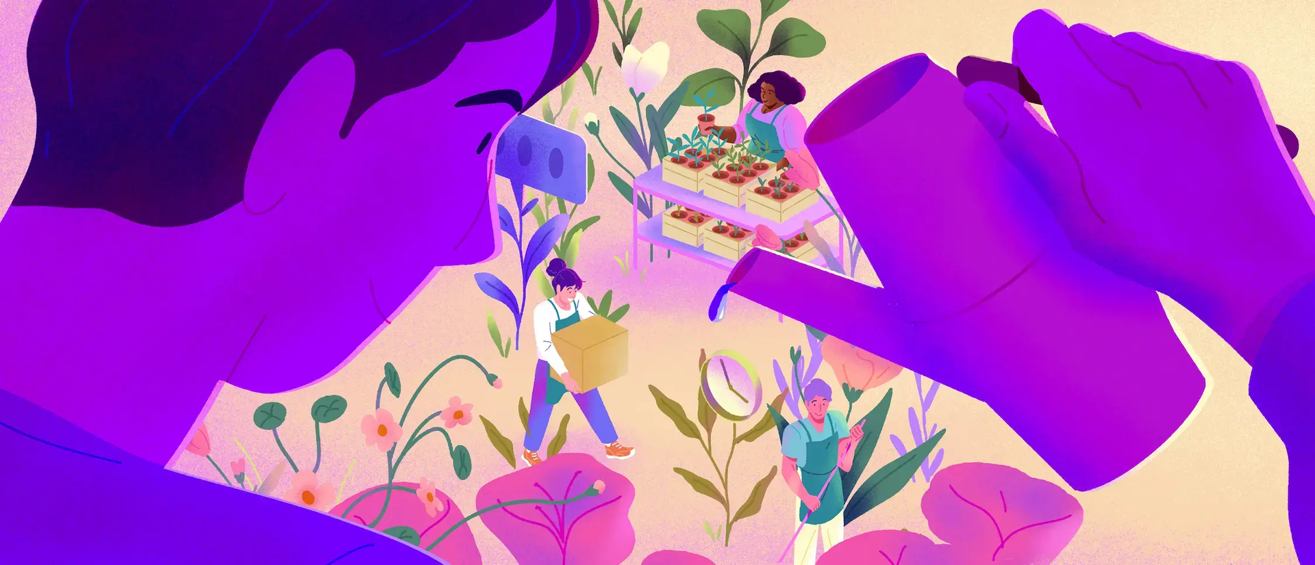 Illustration of a manager observing employee well-being at work to prevent psychosocial risks.