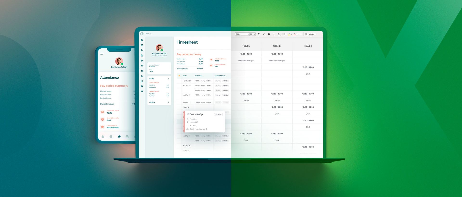 Comparison between Agendrix and Excel