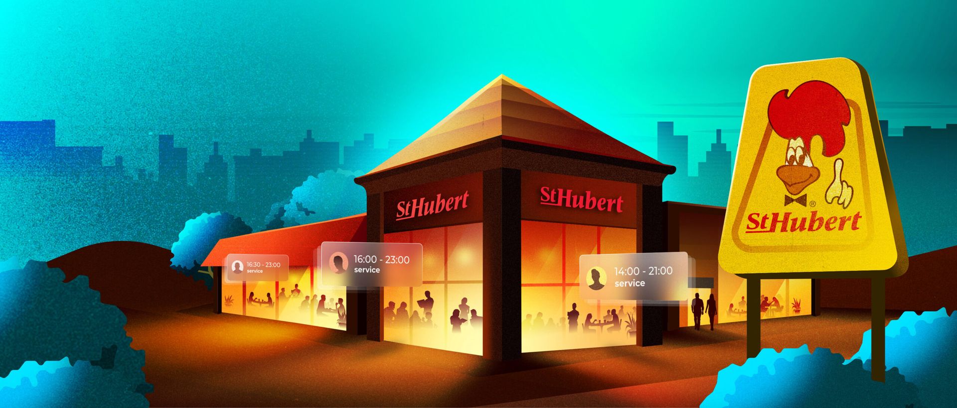 Succursale d'un restaurant St-Hubert qui se sert de l'application de gestion d'horaires Agendrix