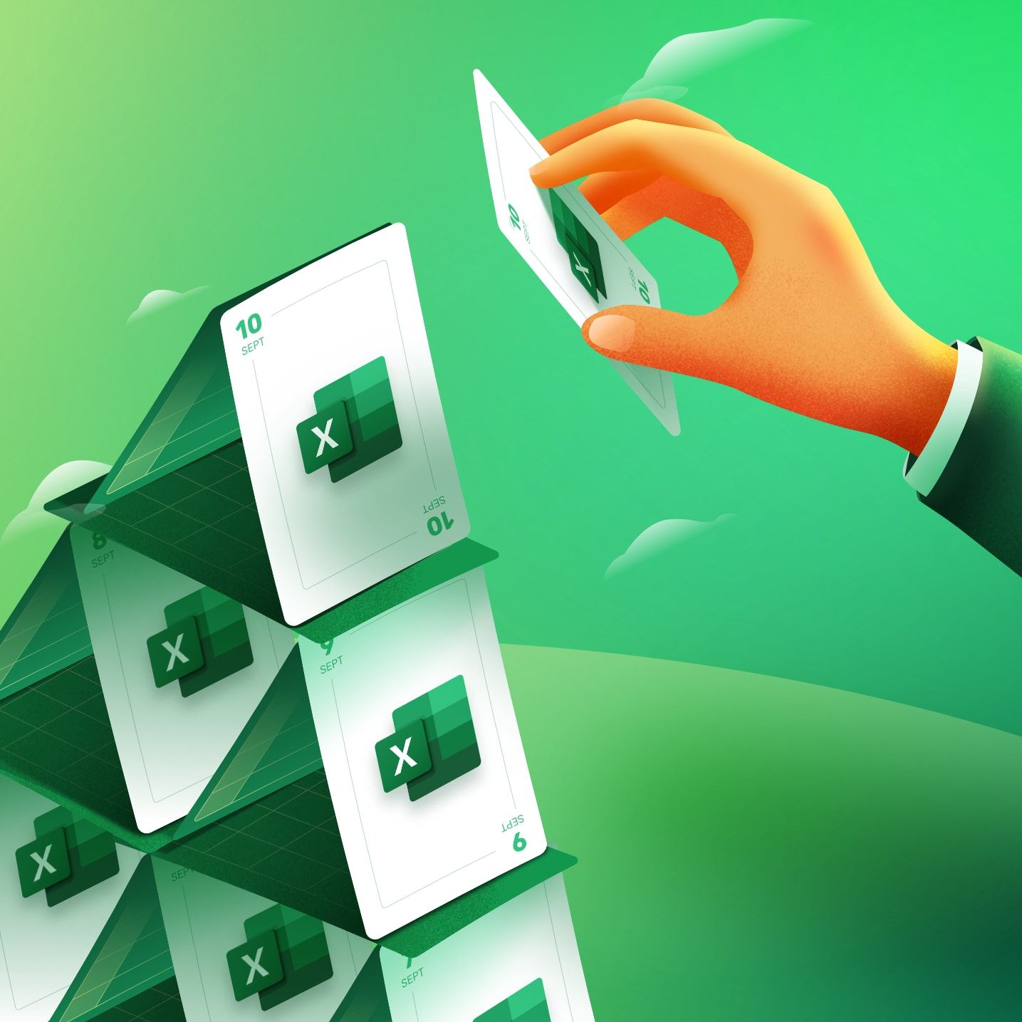 Manager using Excel like a house of cards to manage the schedules of his employees
