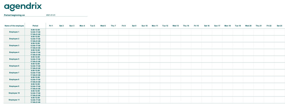 Free Excel Vacation Schedule Template Agendrix