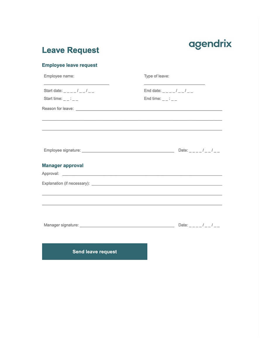 Free Words template for a leave request