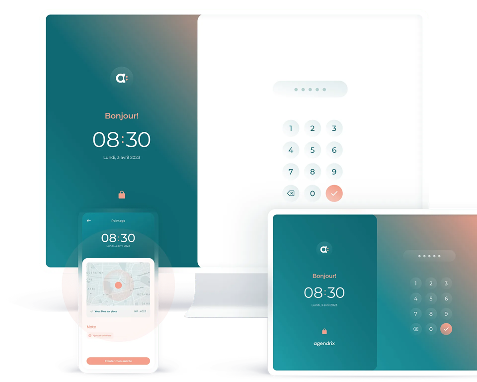 Vue des interfaces des applications d'Agendrix
