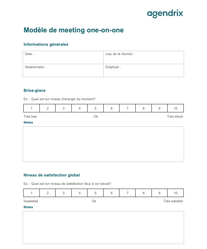 Modèle Word de meeting one-on-one