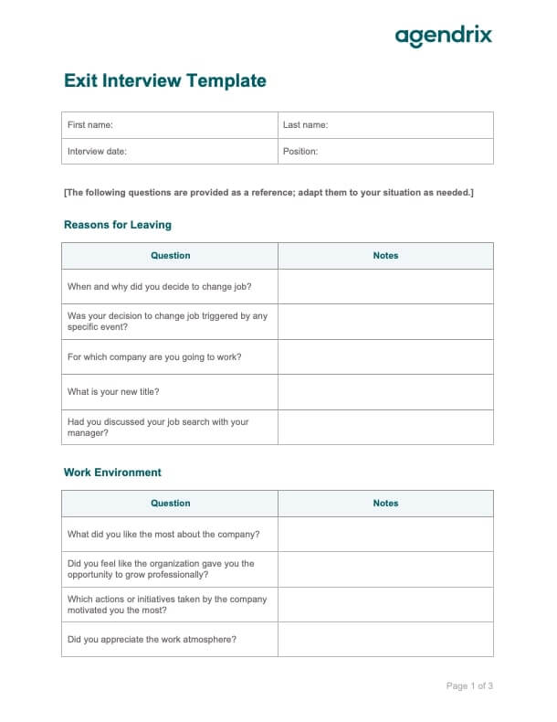 Exit Interview Template