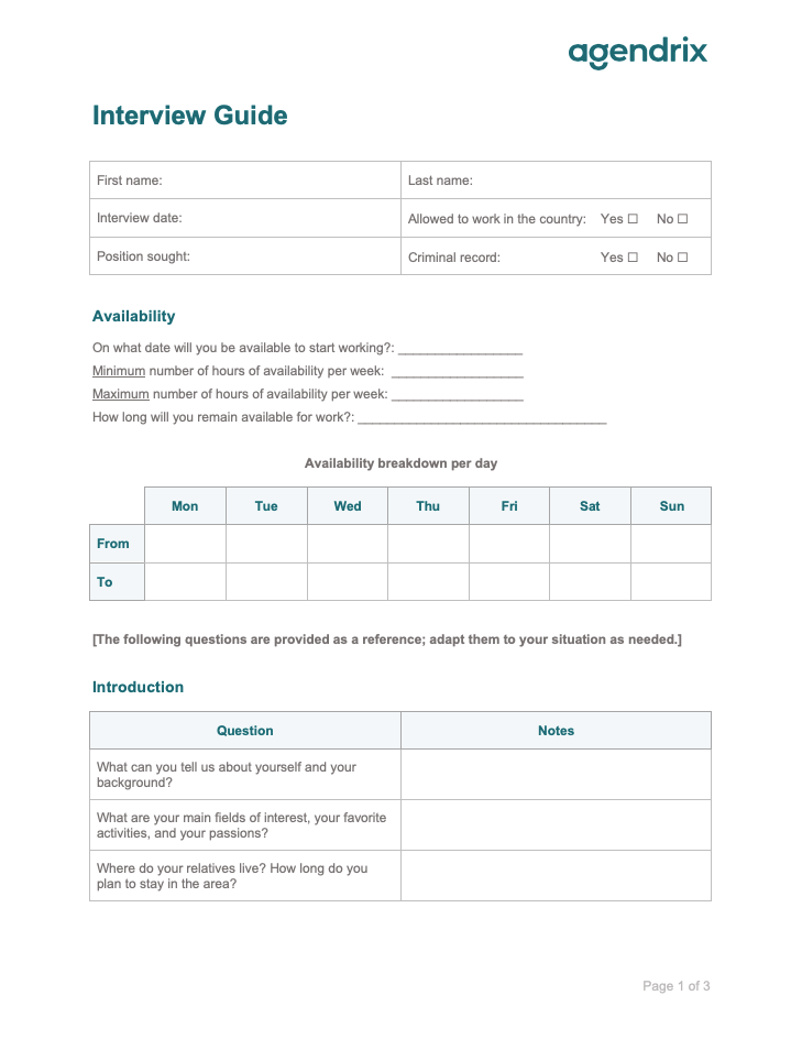 Word Interview Guide Template