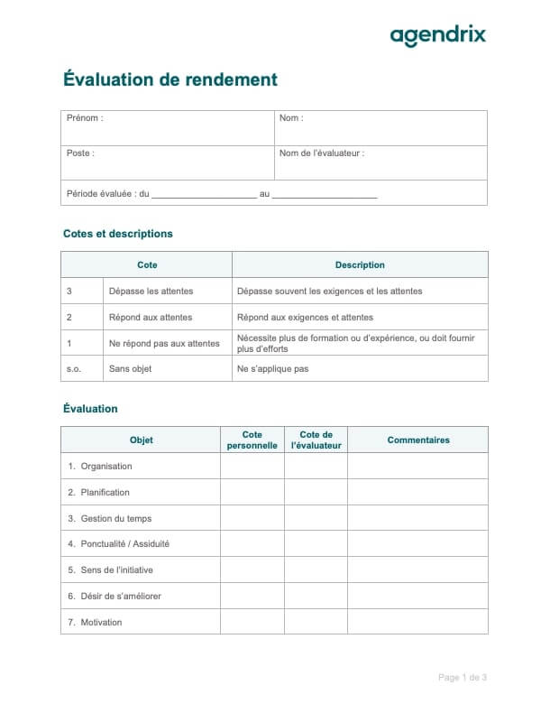 Modèle d’entretien annuel d’évaluation