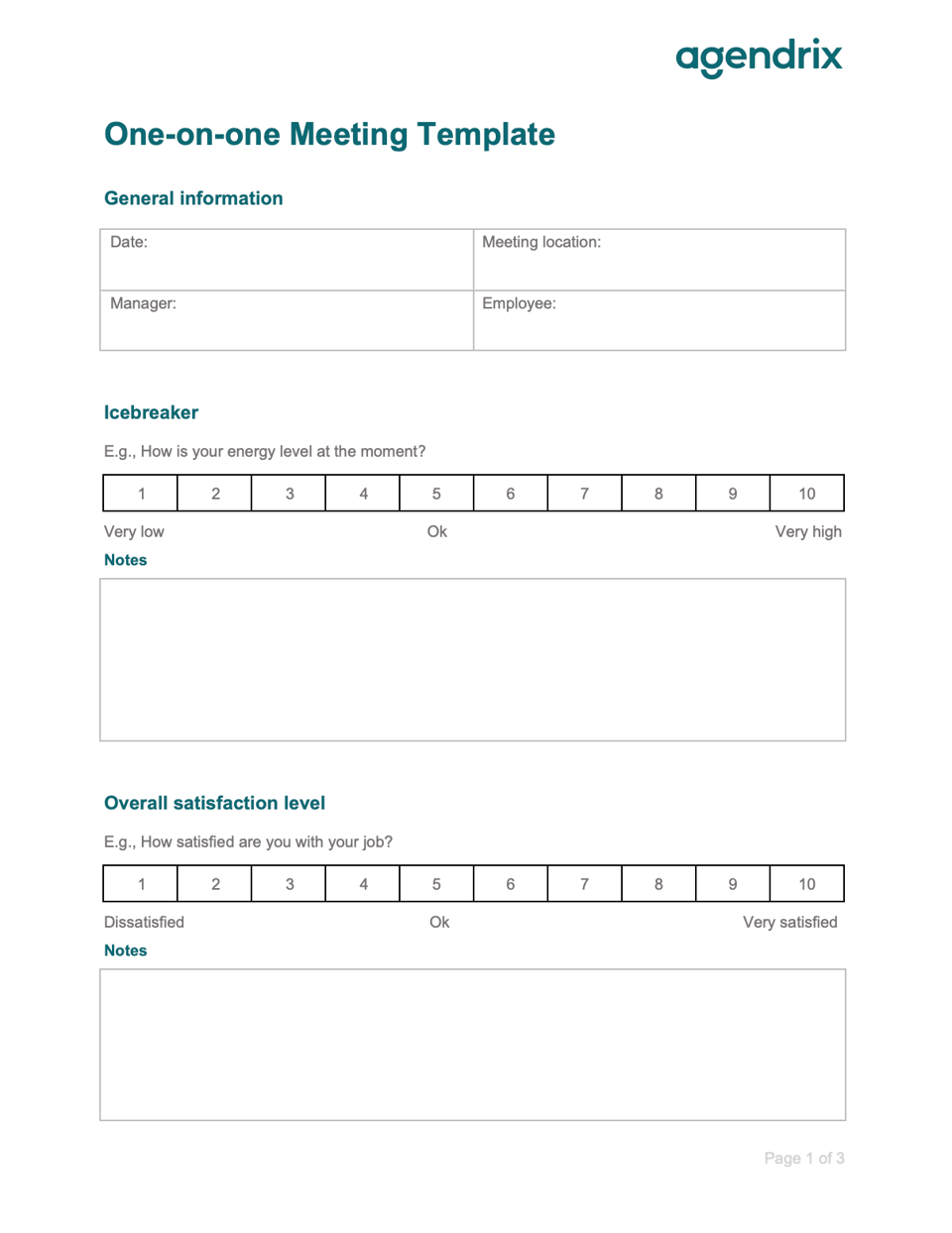 Word one-on-one meeting template