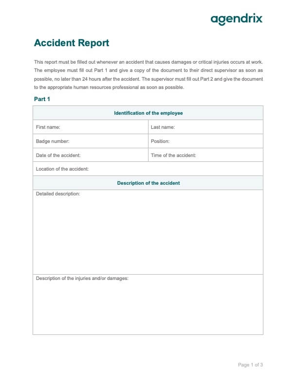 Workplace Accident Report Form