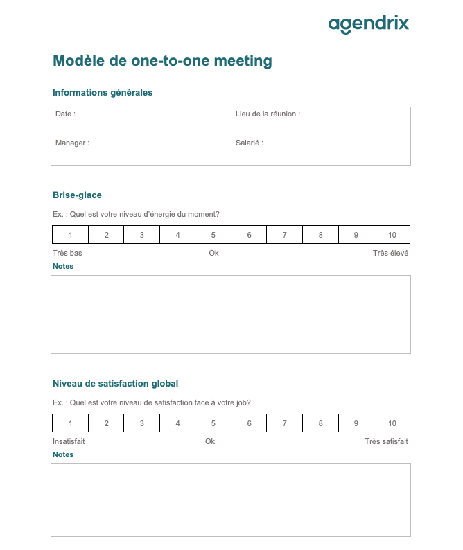 Modèle Word one-to-one meeting