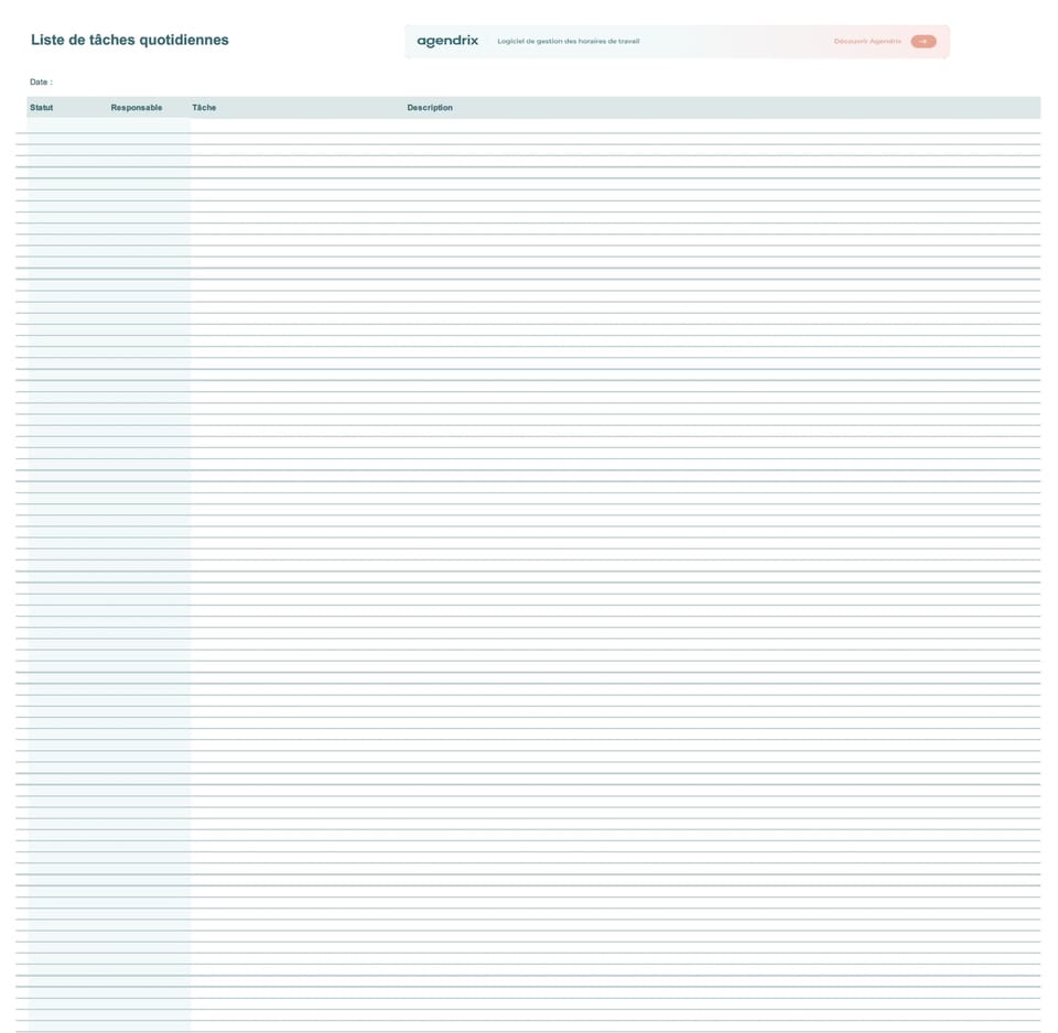 Capture d'écran du modèle de liste de tâches pour restaurant