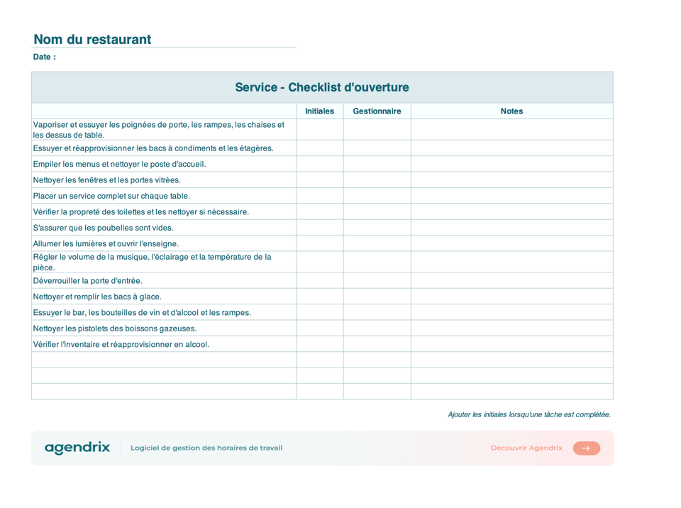 screenshot checklist ouverture restaurant