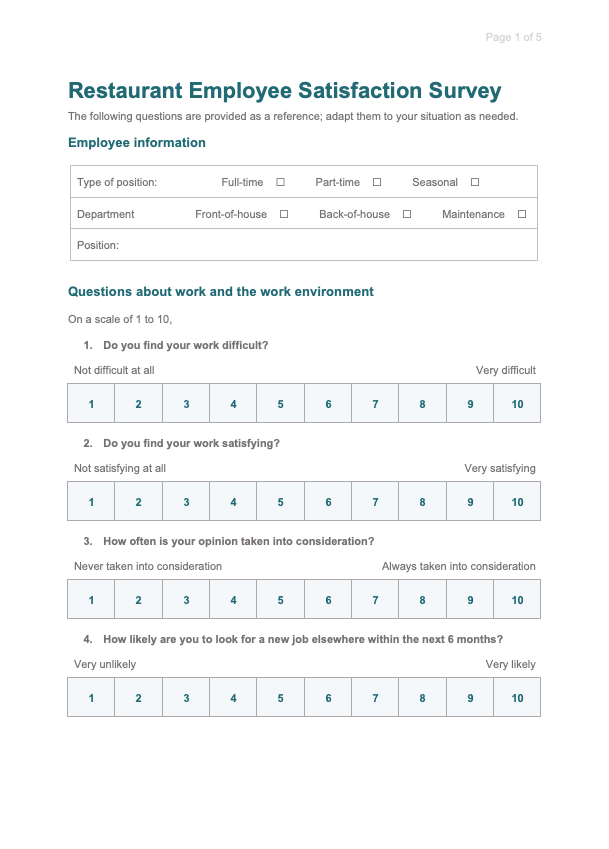 screenshot employee satisfaction survey