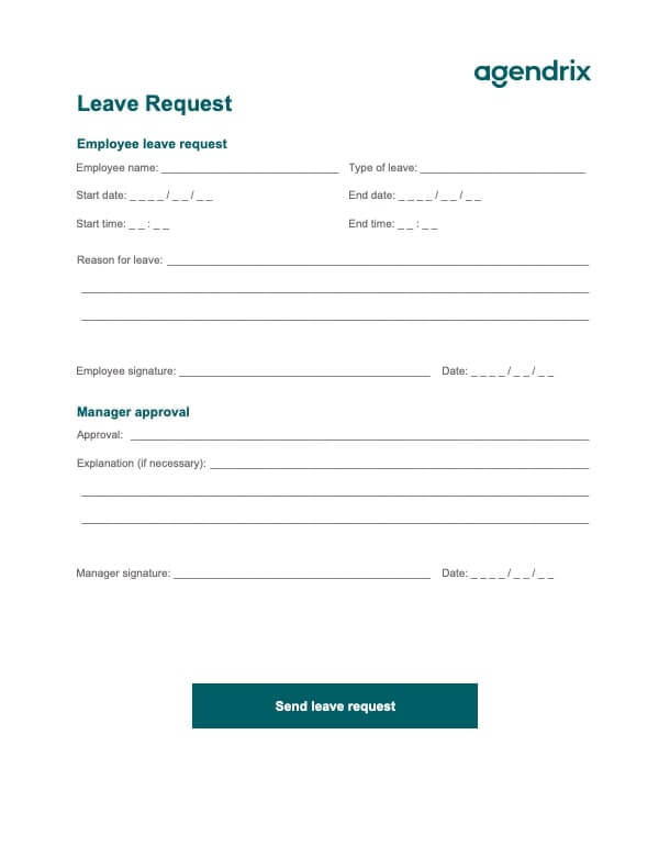 Free Vacation Request Form Template - Agendrix
