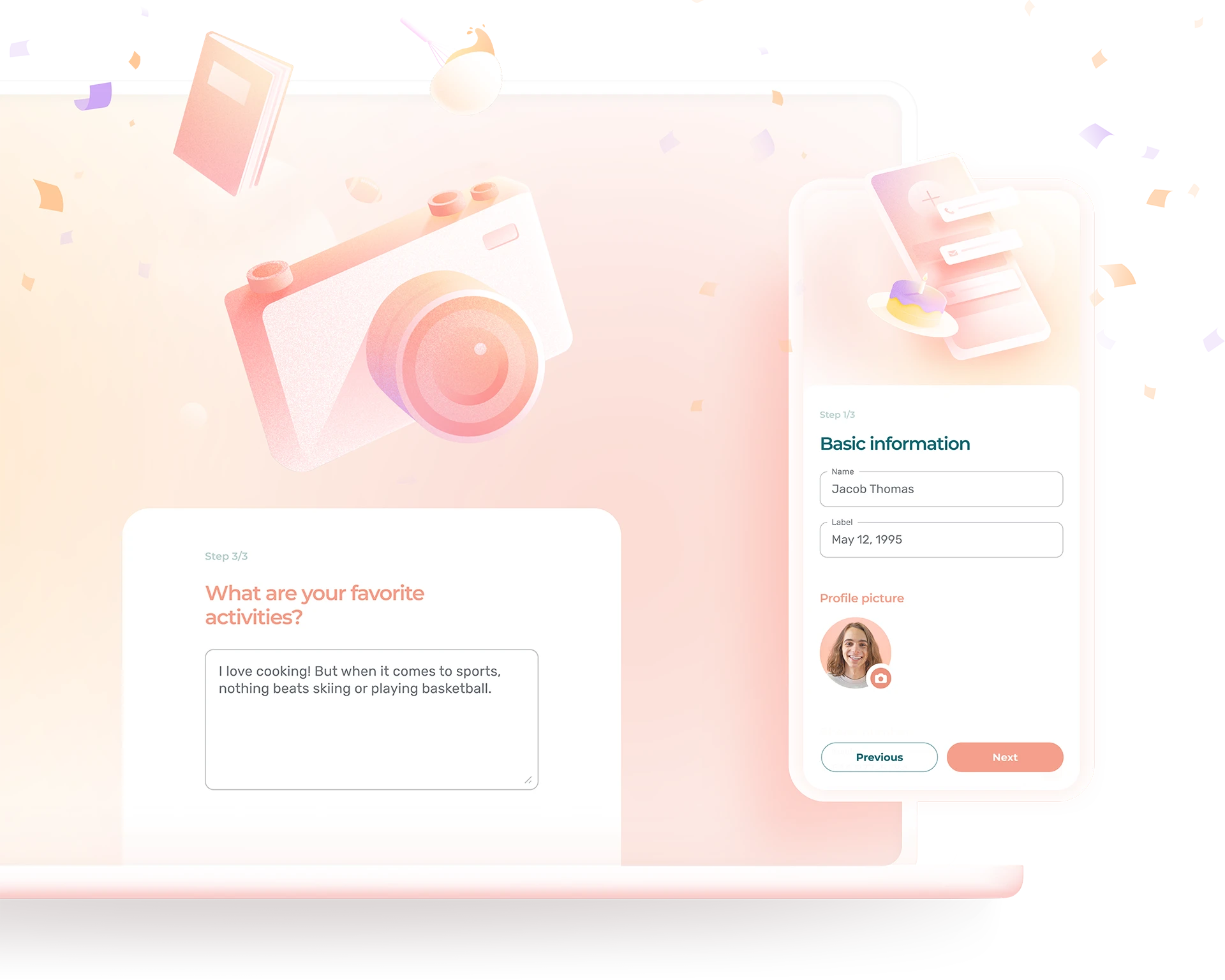 Desktop and mobile onboarding interface