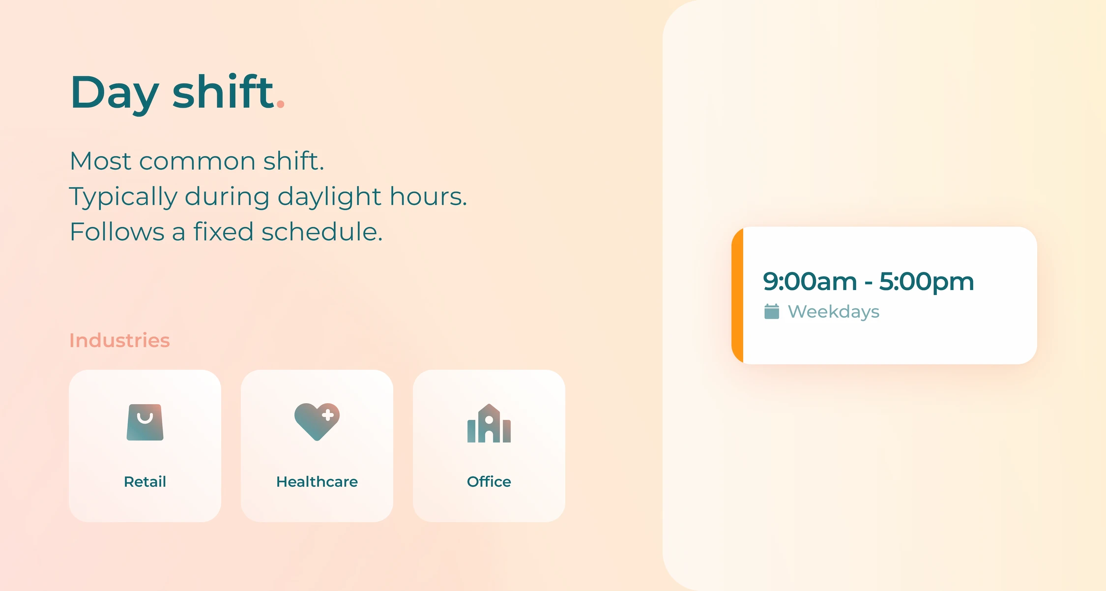 Image with details about day shifts and industries that use them.
